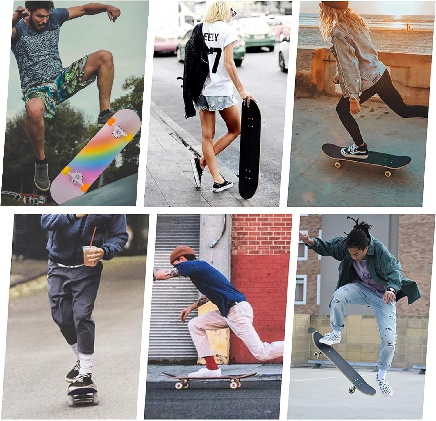 31x8 Maple Skateboard Complete Double Kick Rainbow Cruiser Kids Teens Adult