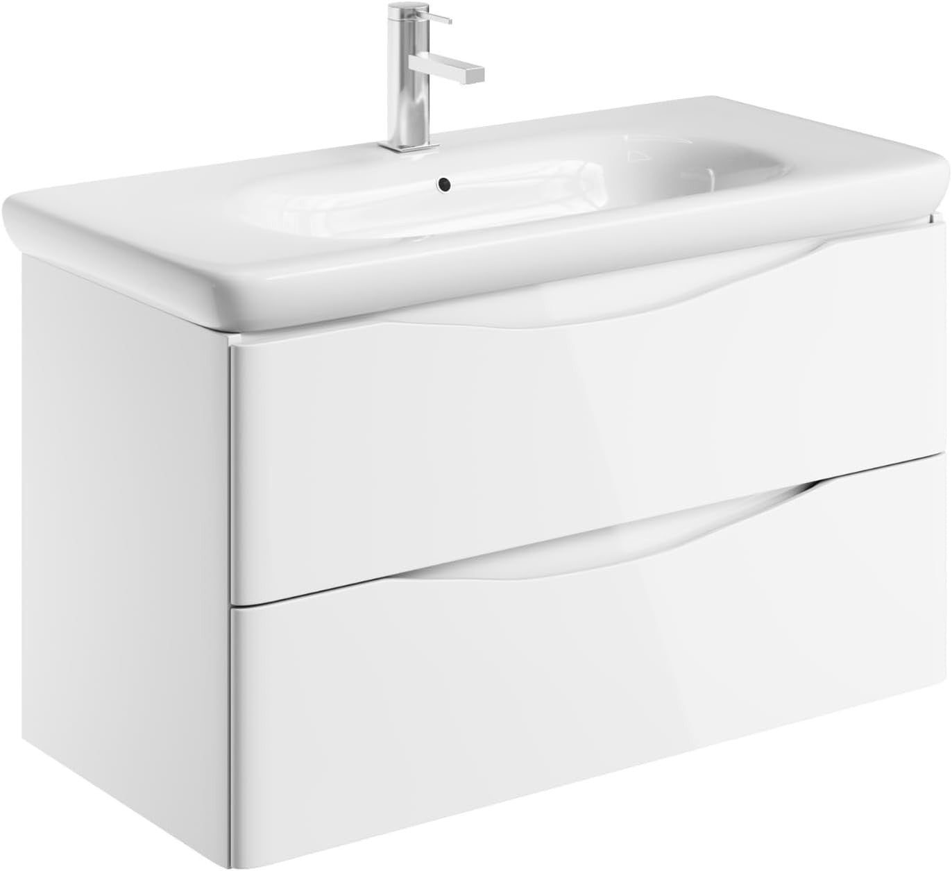 900mm White Wall Hung Vanity Unit with Basin Modern Gloss Bathroom Storage