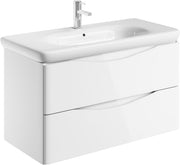 900mm White Wall Hung Vanity Unit with Basin Modern Gloss Bathroom Storage