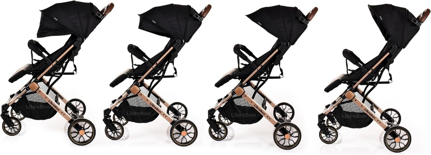 Lightweight Travel Baby Stroller One Hand Fold Compact Buggy Pink Gold