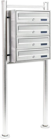 Outdoor Stainless Steel 4 Slot Letterbox Cluster Lockable Secure Mailbox