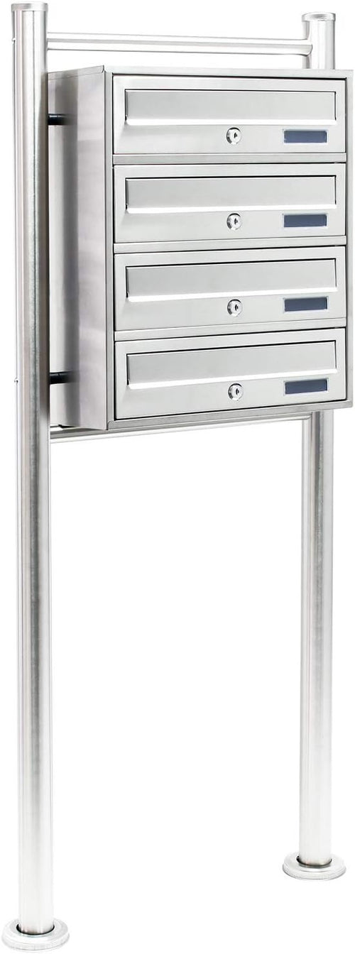 Outdoor Stainless Steel 4 Slot Letterbox Cluster Lockable Secure Mailbox