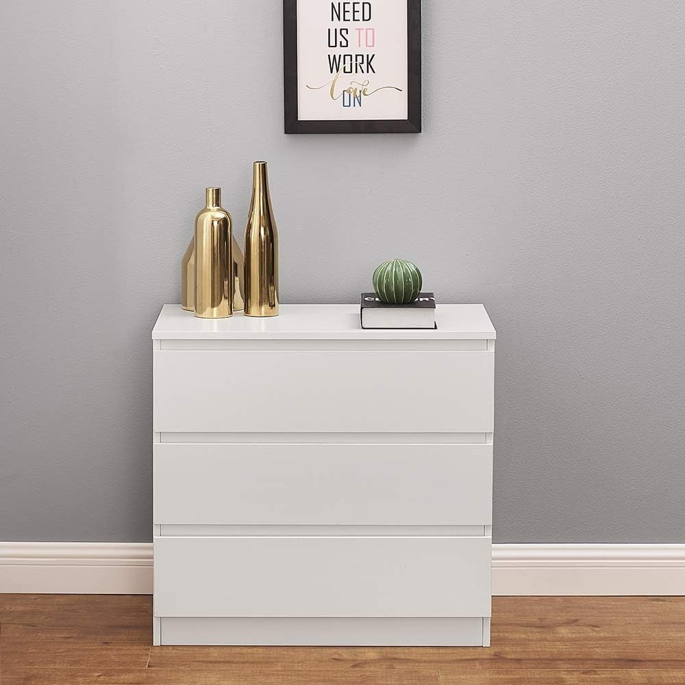 Modern White 4 Drawer Chest Storage Cabinet with Smooth Finish & Durable Build