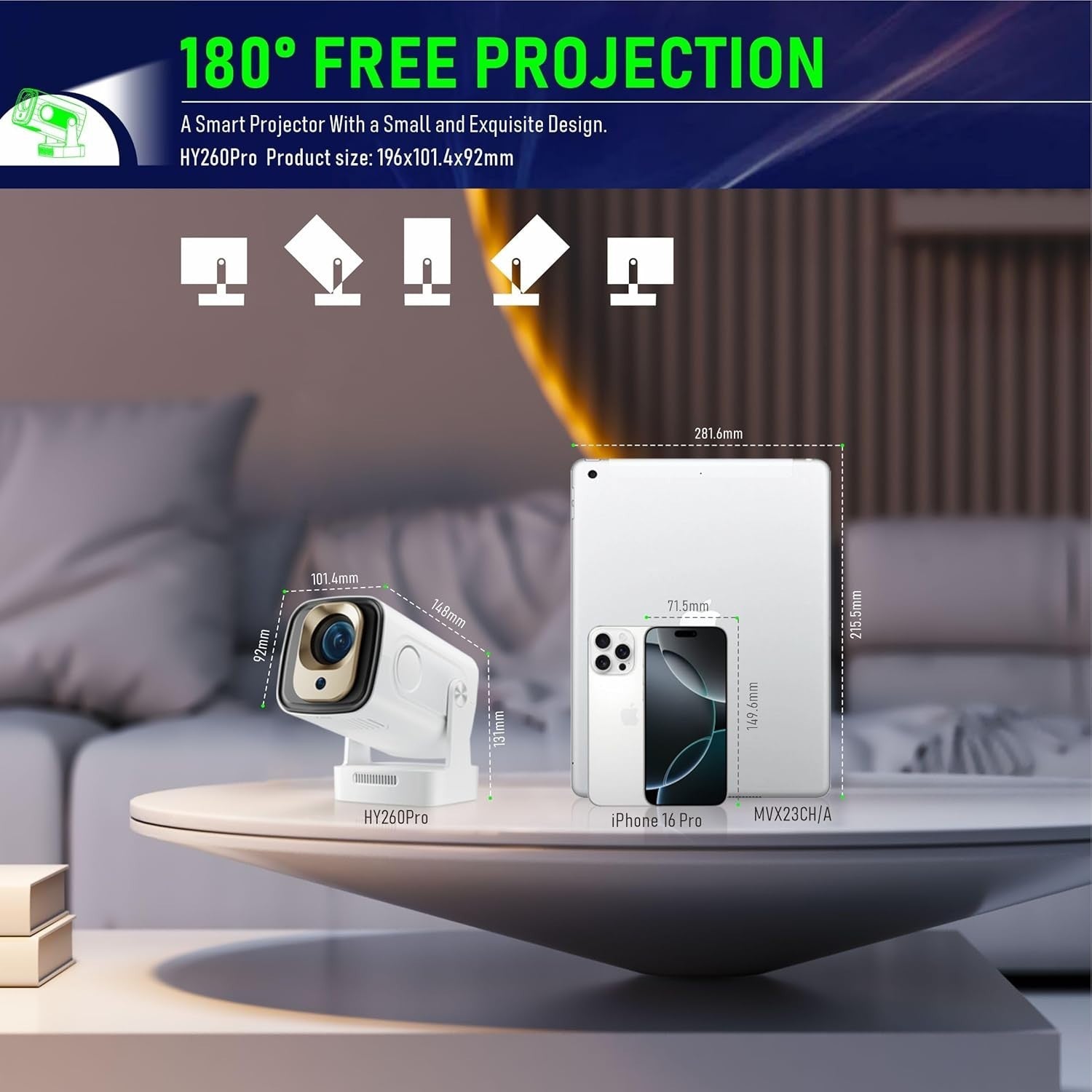 Mini 4K Smart Projector 1080P Netflix WiFi Bluetooth Auto Focus