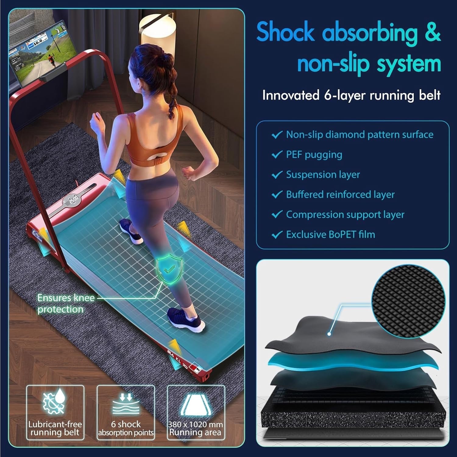 Compact Walking Pad Treadmill 9km/h Slim Under Desk Foldable Quiet Home Gym