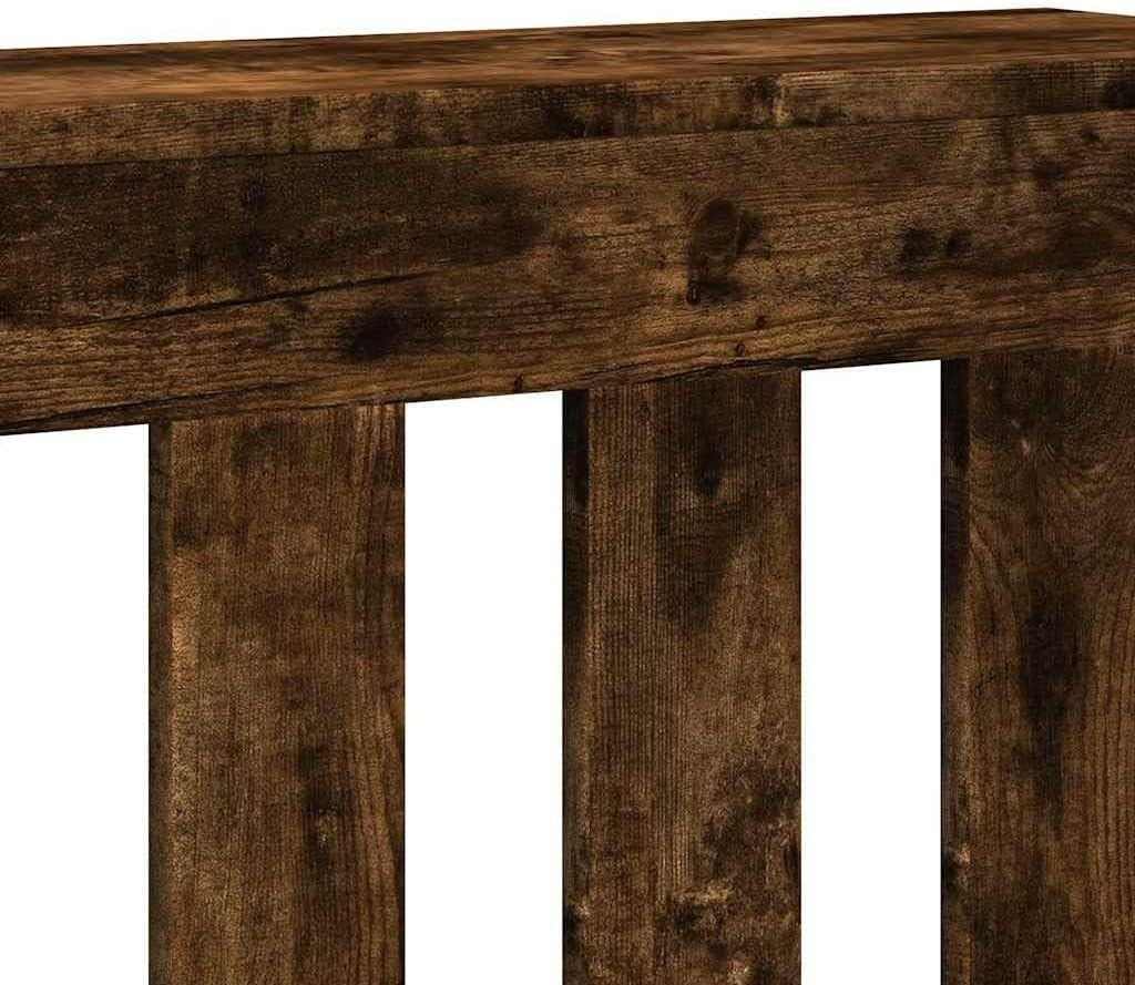 Smoked Oak Radiator Cover Cabinet | Modern Slatted MDF Heater Shelf