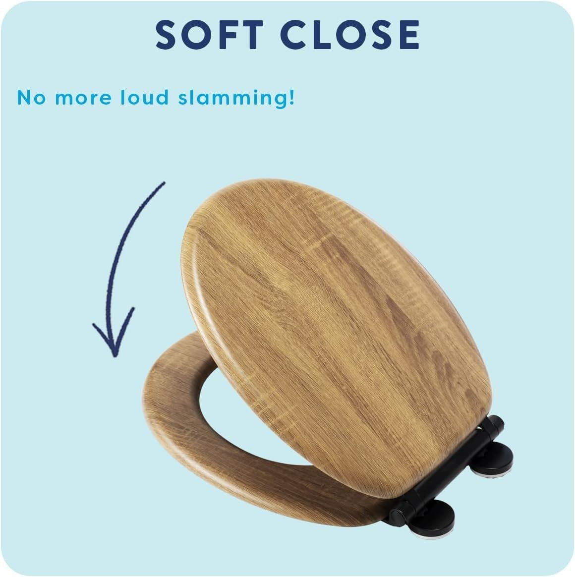Teak Effect Wooden Toilet Seat Soft Close Quick Release Antibacterial Durable