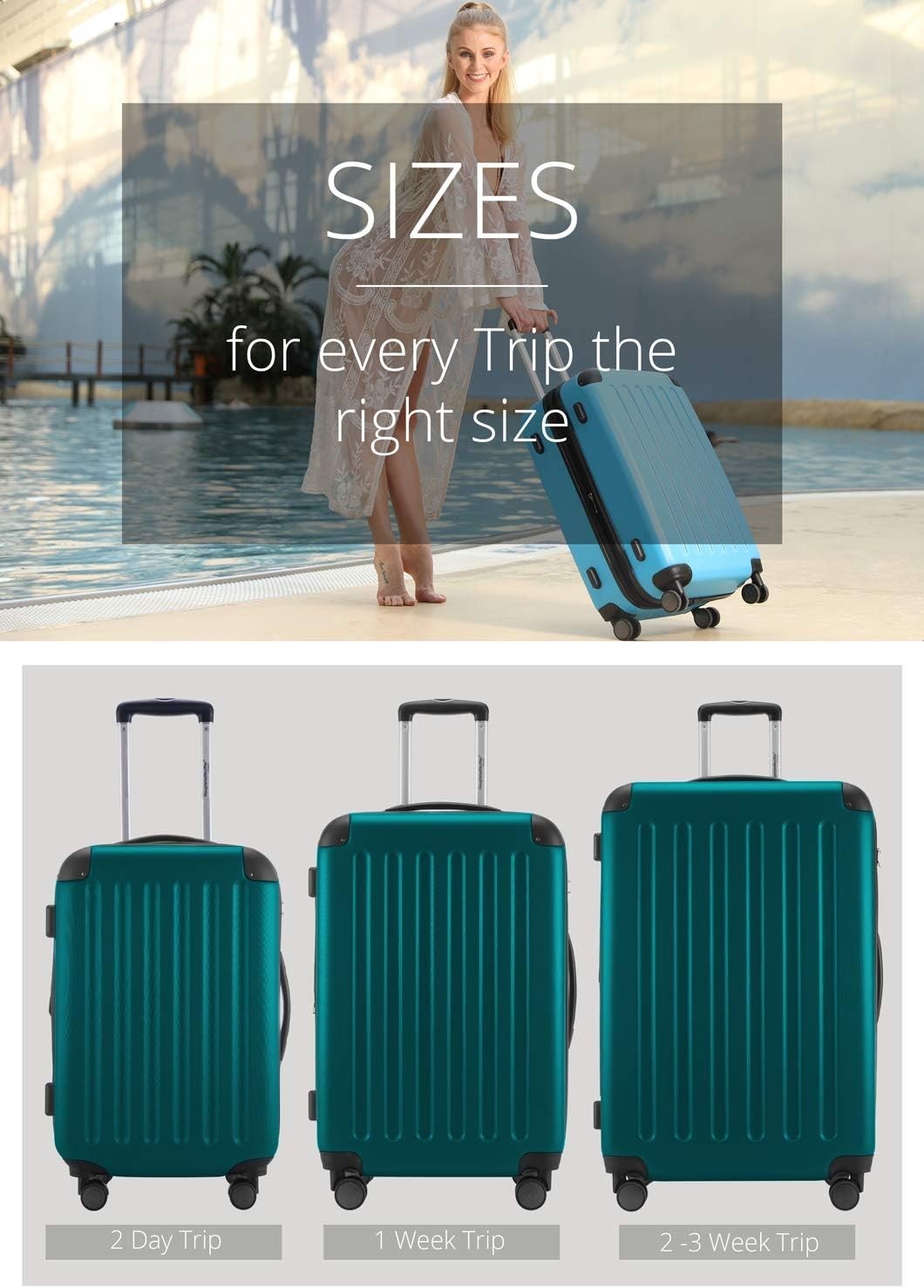Lightweight 55cm Carry On Suitcase ABS Hard Shell Expandable Spinner 42L