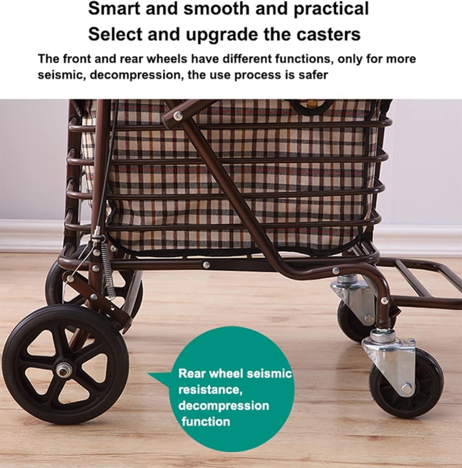 Foldable 4-Wheel Shopping Cart with Seat – Rollator Walker for Seniors