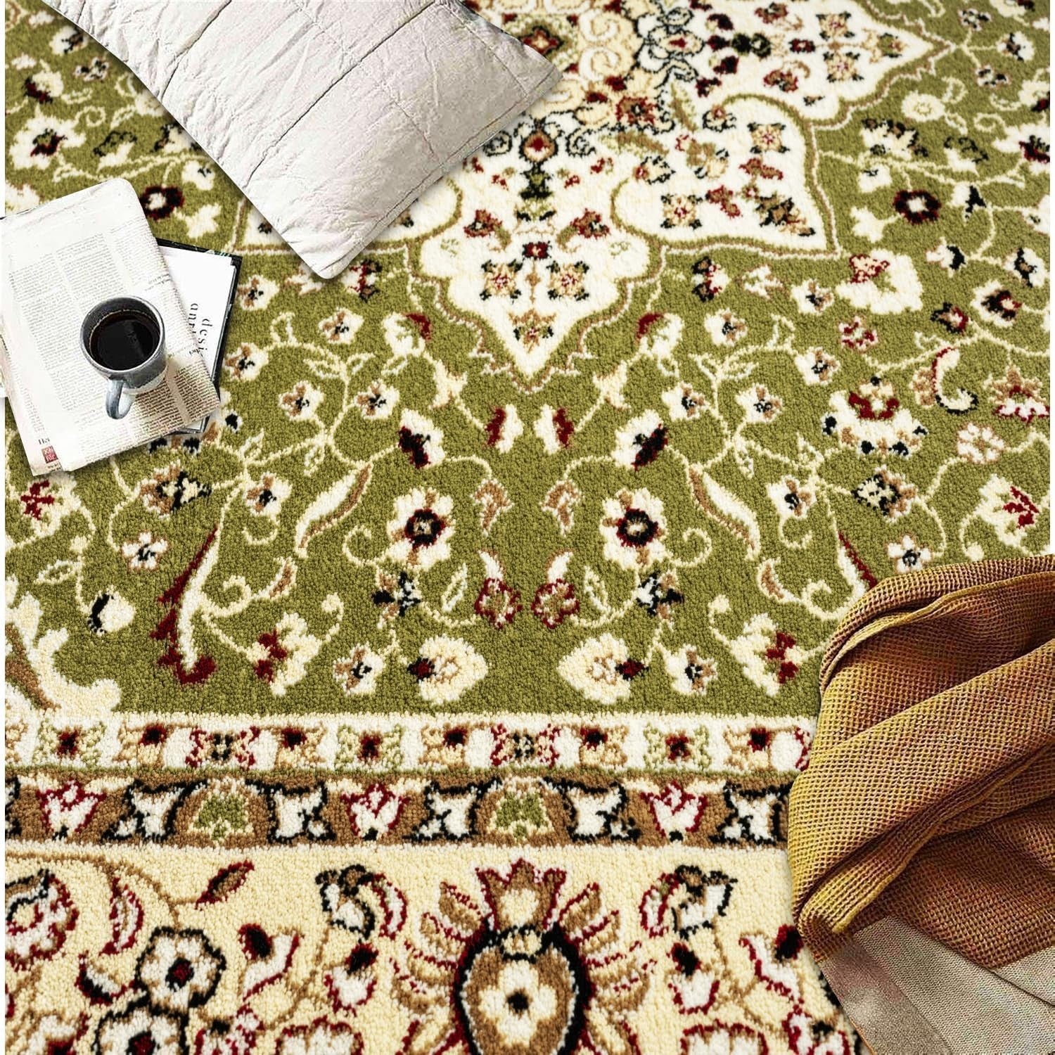 Green Traditional Area Rug 160x230cm Heavy Soft Non Slip Living Room Carpet