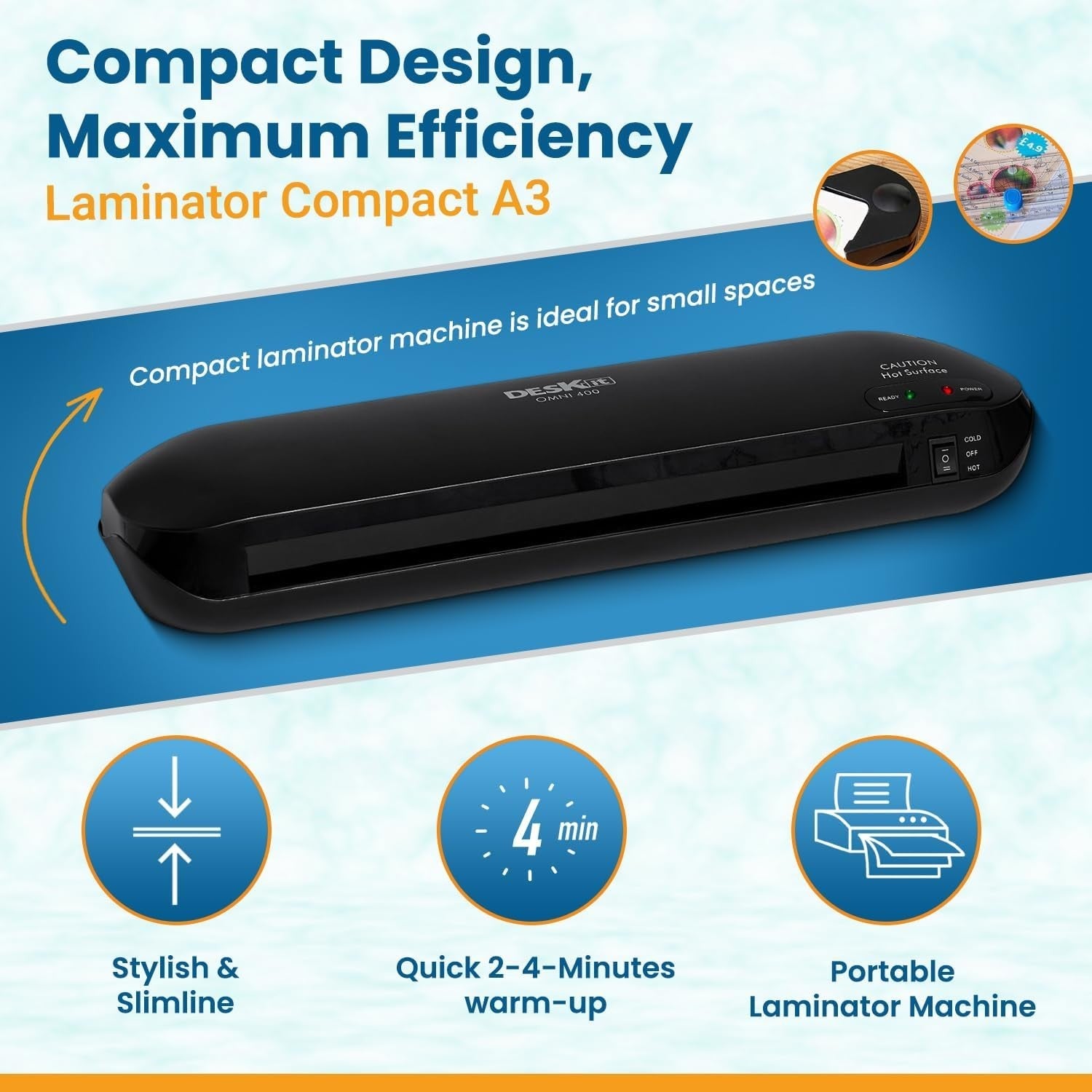 A3 A4 Compact Laminator 4-in-1 Fast Warm Up Anti Jam Home Office