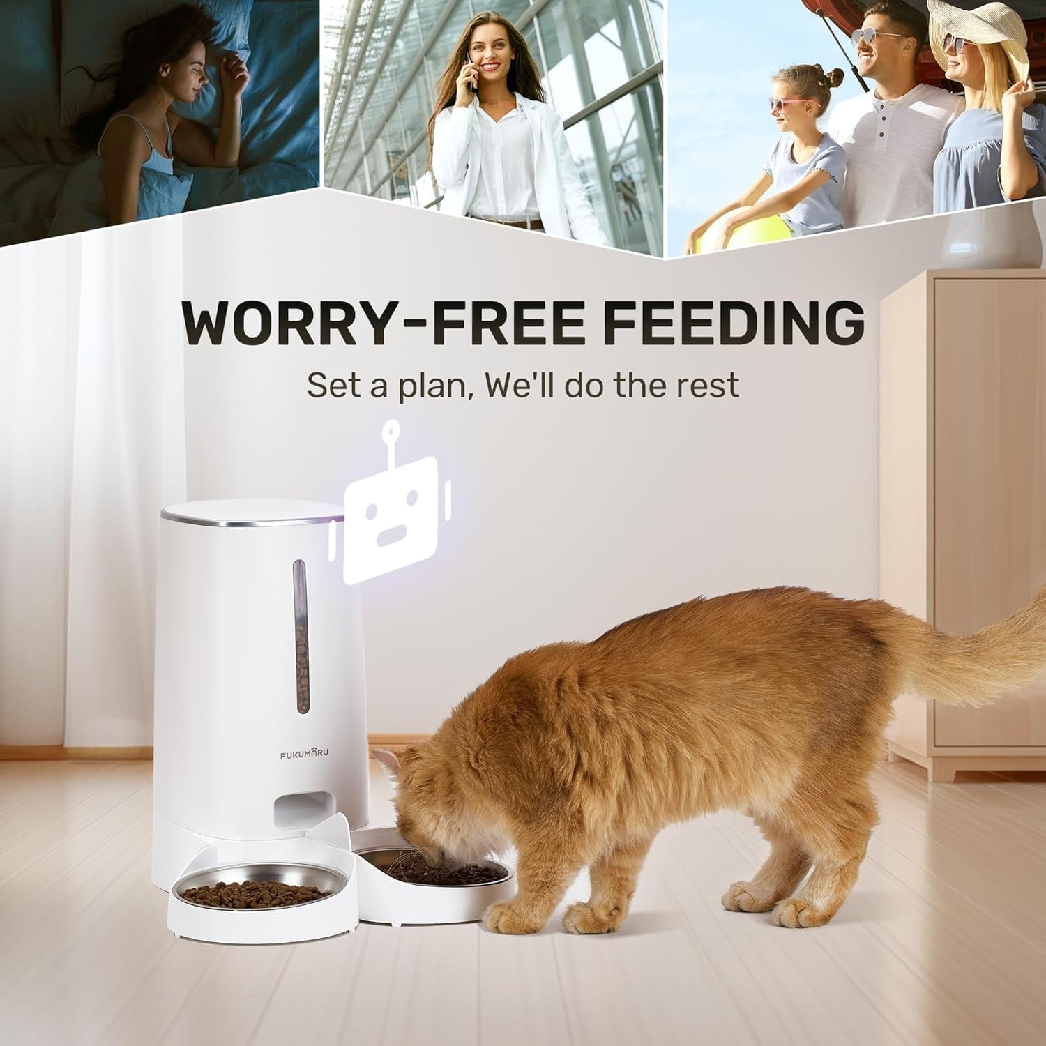 WiFi Automatic Pet Feeder 2 Bowls 4L App Control Food Dispenser Timer