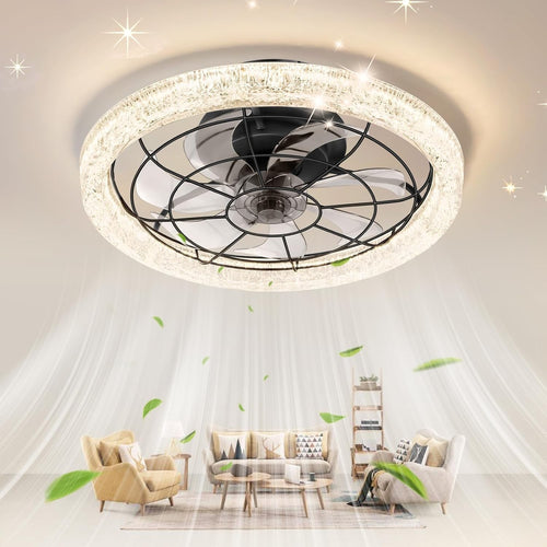 Litglobe 49CM Reversible Ceiling Fan with LED Light, 6-Speed, Dimmable, Quiet