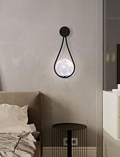 Modern Moon Wall Lights Set of 2 – Black Frame, Warm LED for Bedroom