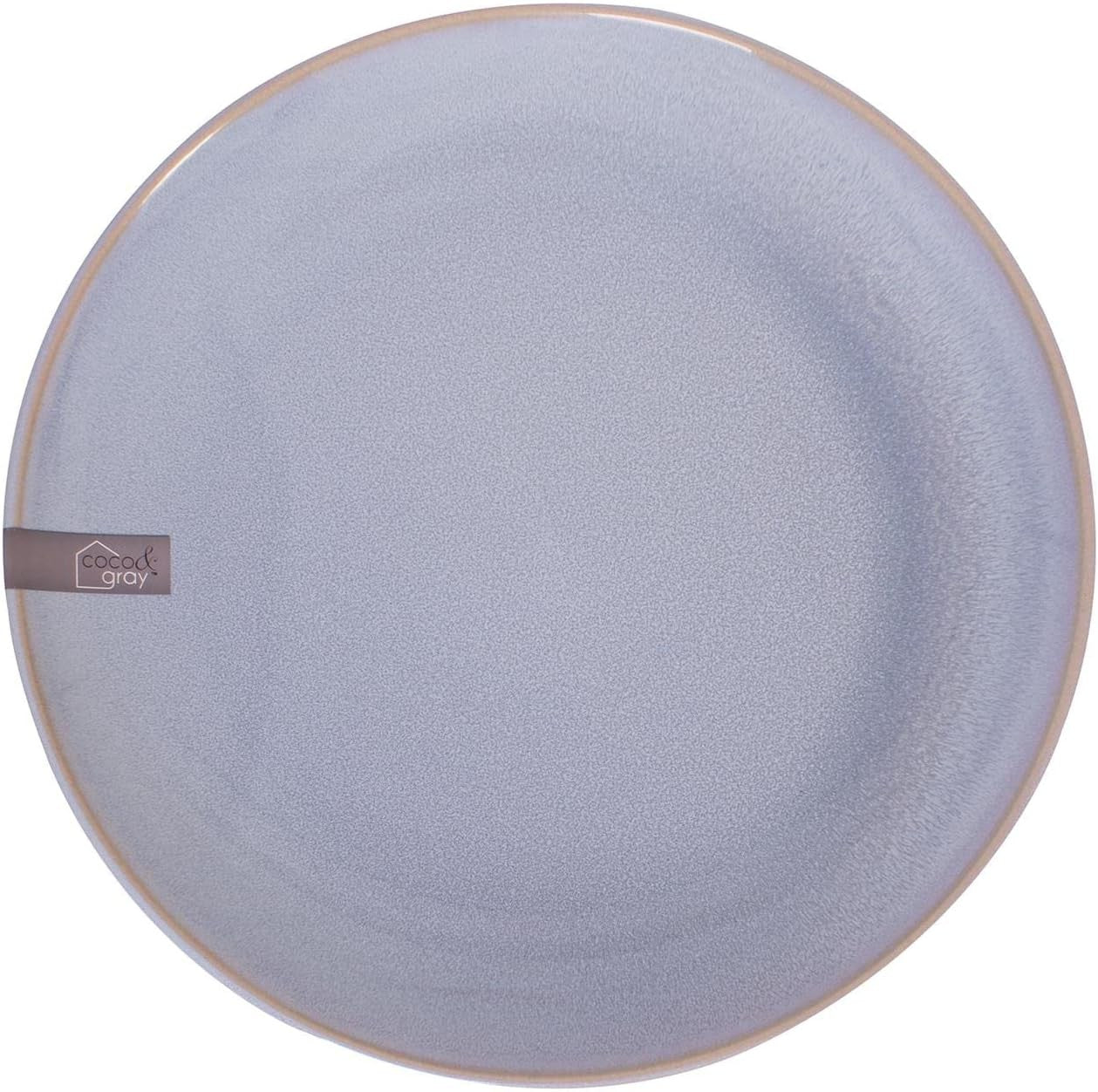 Set of 4 Stoneware Dinner Plates Reactive Glaze Blue Grey Kitchen Plates