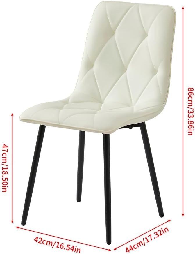Modern 5-Piece Round Glass Dining Table Set with 4 White PU Chairs