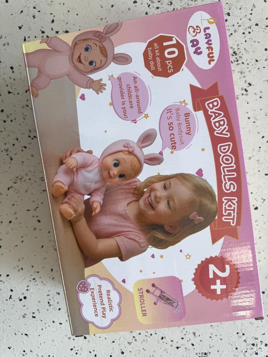 Baby Doll Pram Set Stroller 10pc Accessories Role Play Toy Girls