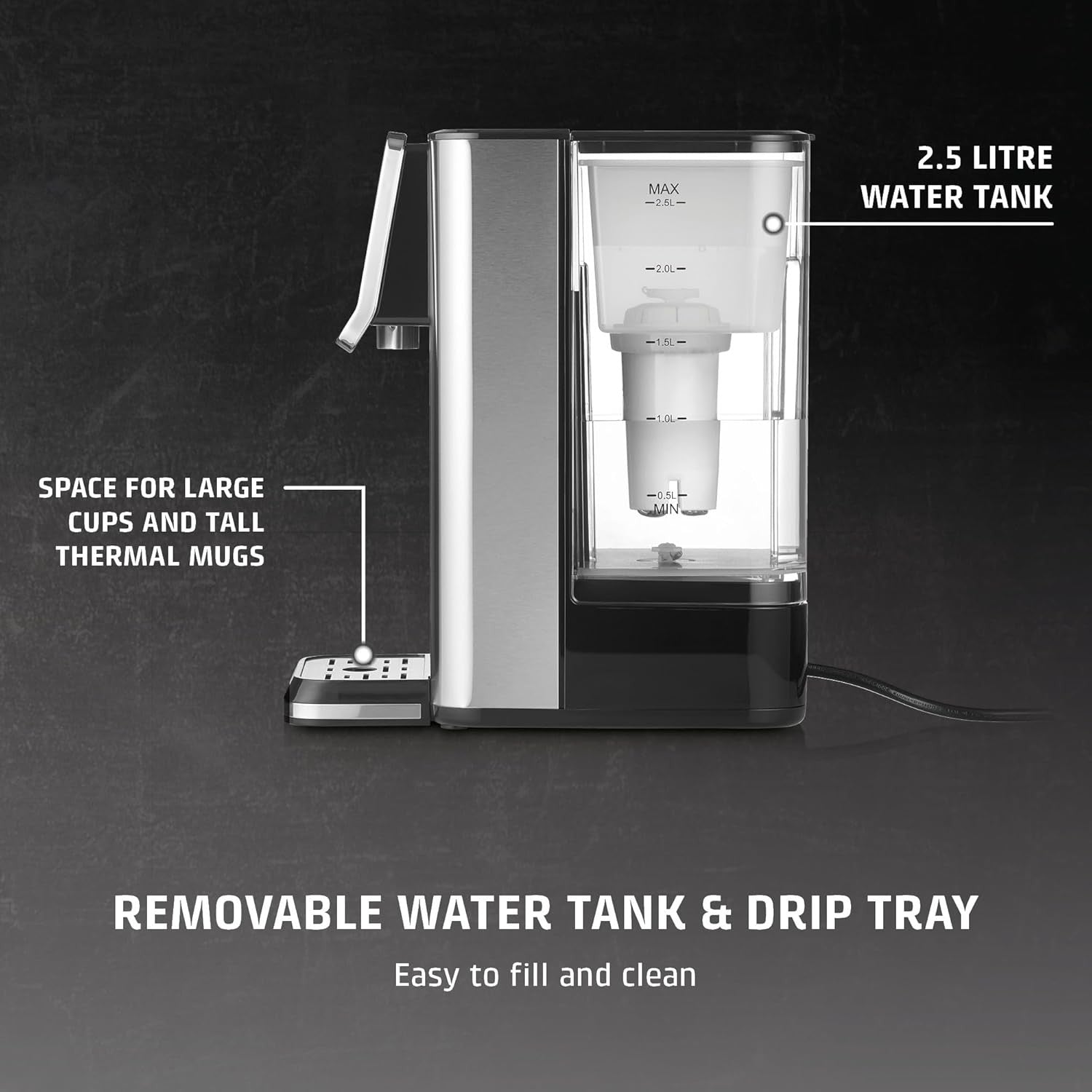 Instant Hot Water Dispenser 2.5L One Cup Boiler 13 Temp Touch Control