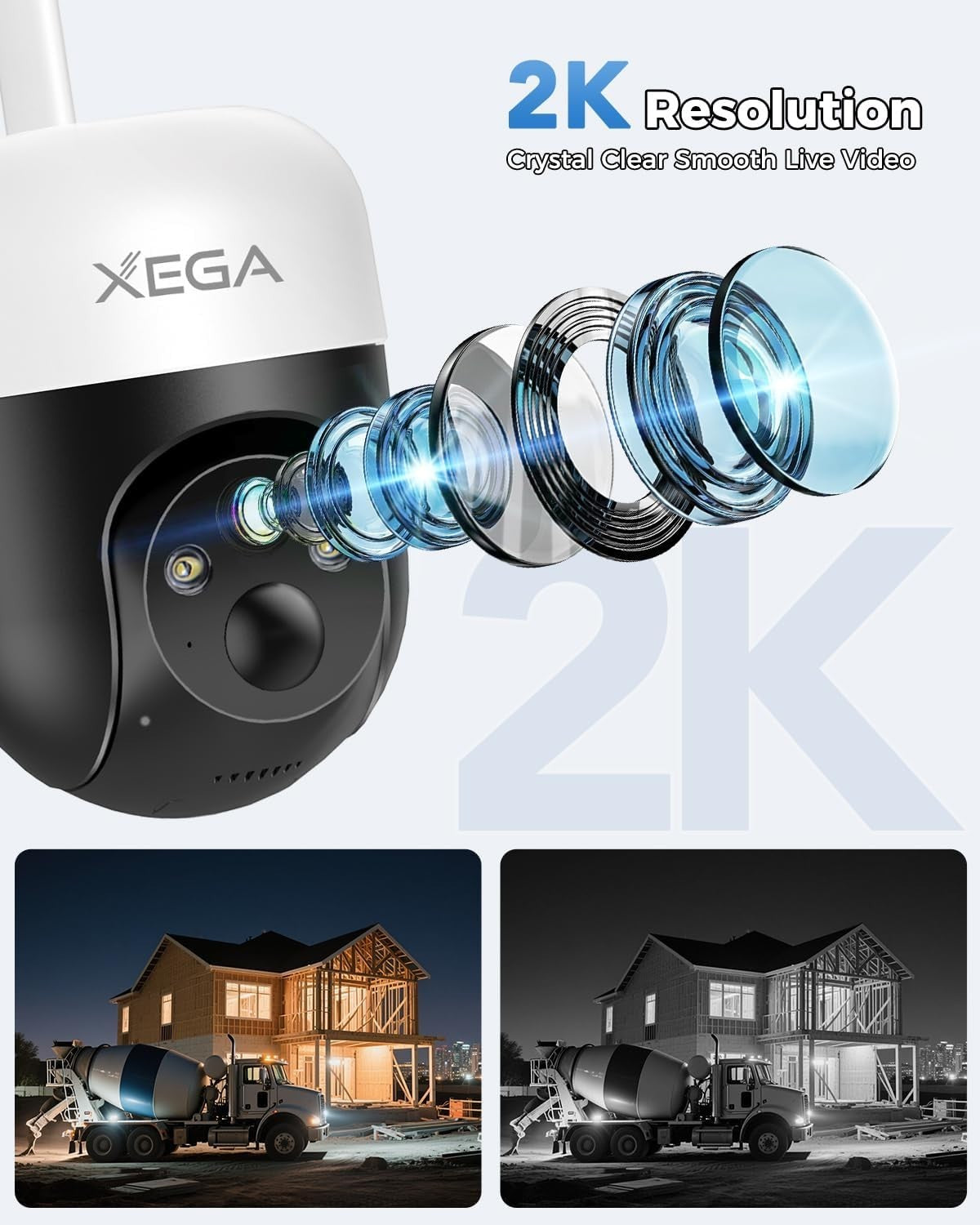 4G LTE Solar Security Camera PTZ No WiFi Wireless CCTV 2K HD