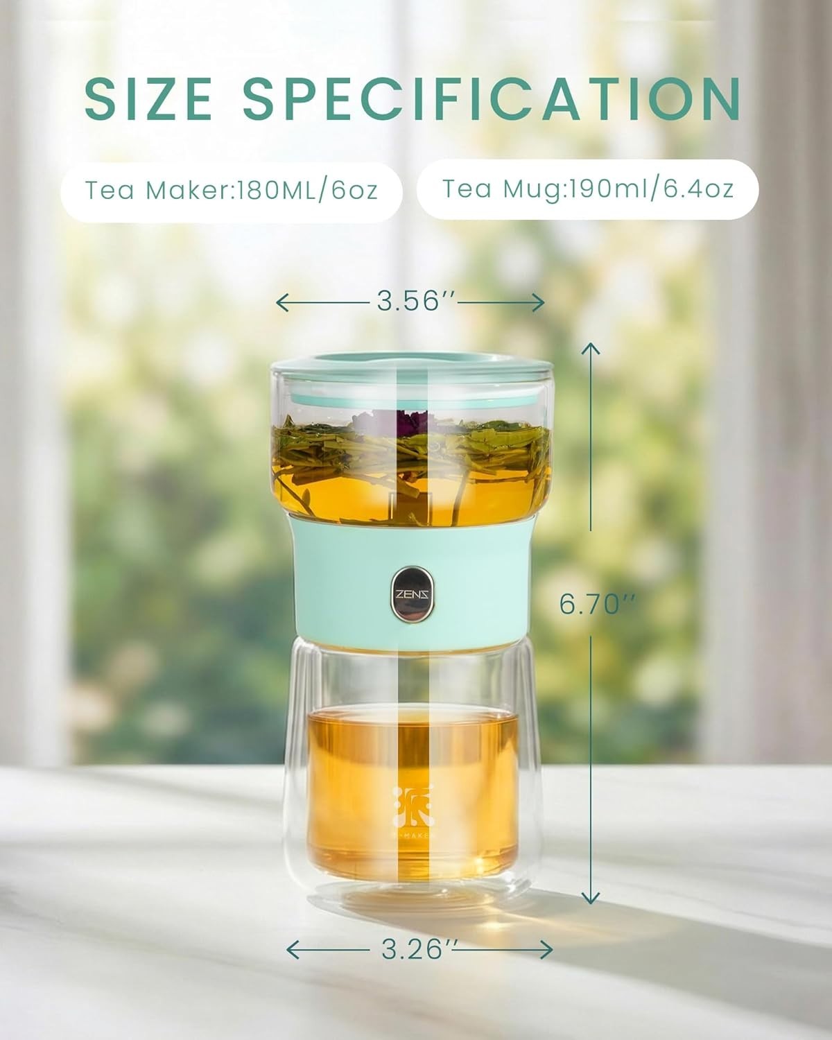 One Touch Tea Infuser Set 200ml Loose Leaf Brewer Cup with Carry Case
