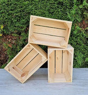 3-Piece Natural Wooden Storage Crates Organizer 30x20x15cm Durable