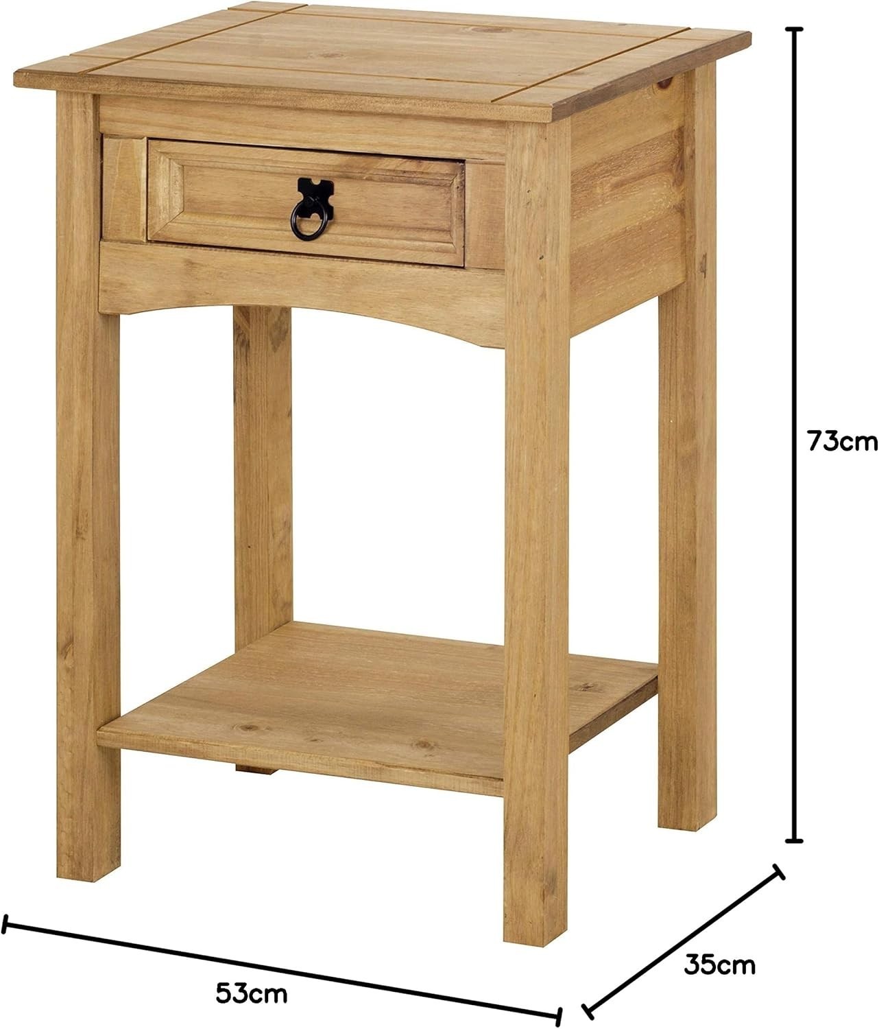 Solid Pine Console Table 1 Drawer Wax Finish Slim Hallway Storage Unit