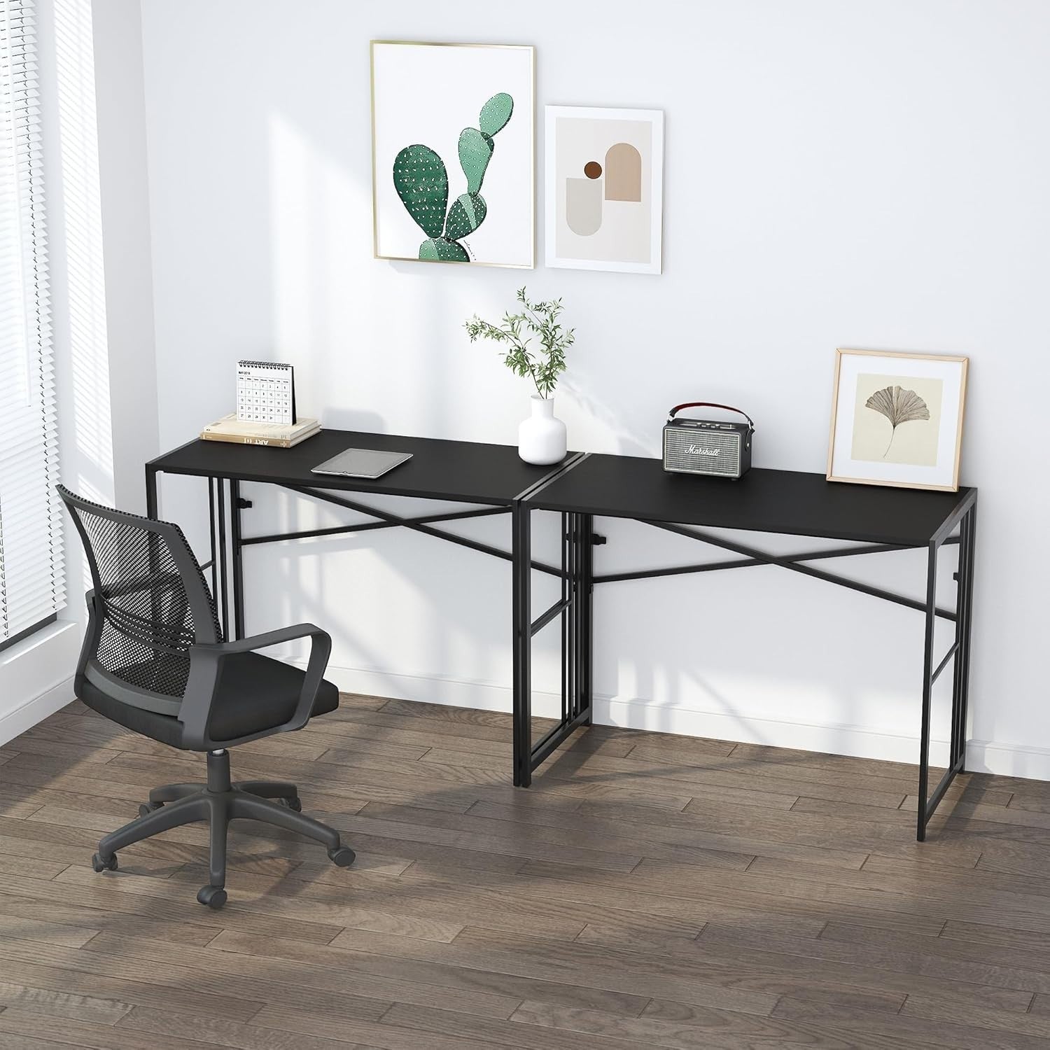 Folding Desk 103cm Black No Assembly Home Office Gaming Study Table