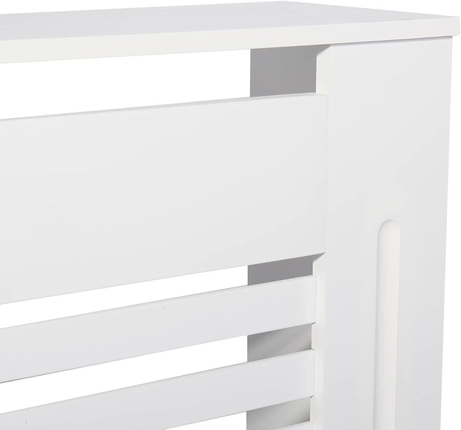 Modern White Radiator Cover Cabinet 92cm MDF Vertical Slatted Heater Shelf