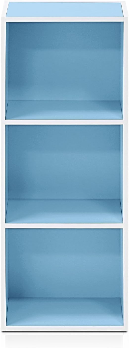 3 Cube Wooden Bookcase Small Storage Shelf Compact Organizer Bookshelf Blue