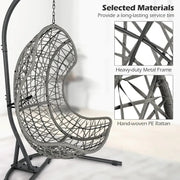 Hanging Rattan Egg Chair with Stand, Cushion & Pillow | Indoor Outdoor
