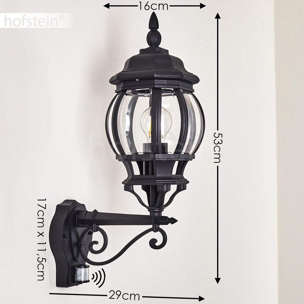 Hofstein Lentua Outdoor Wall Light w/ Motion Sensor – Black IP44