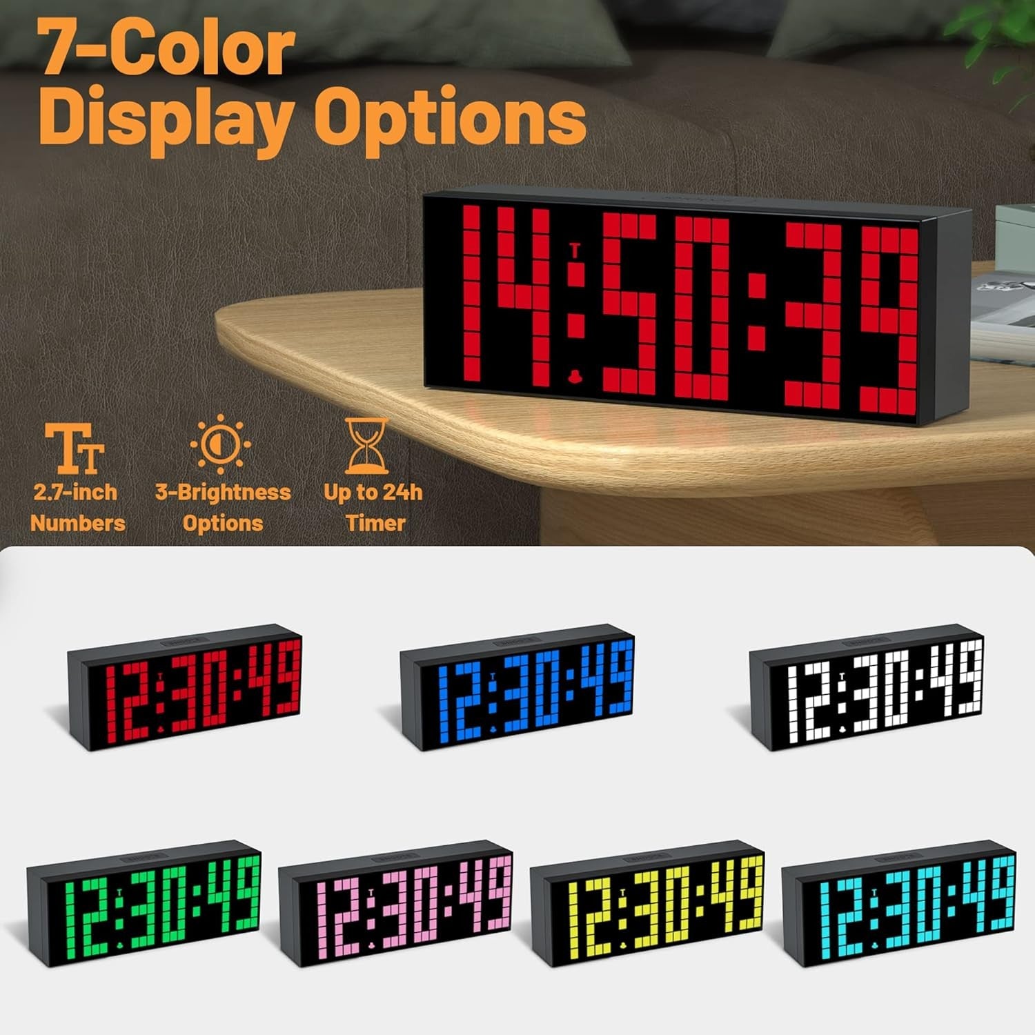 Large Digital Alarm Clock LED Display Remote Control Countdown Timer