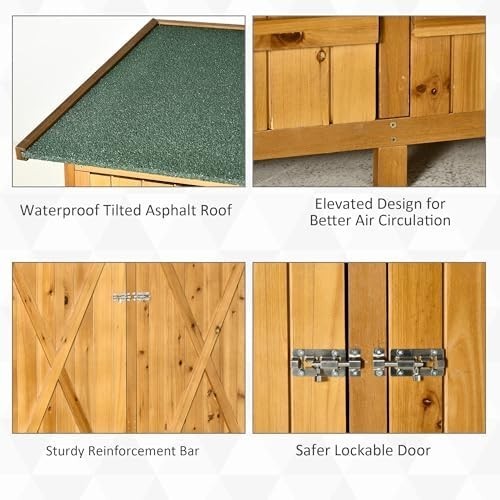 Small Vertical Wooden Garden Shed 140x75cm Lockable Tool Cabinet