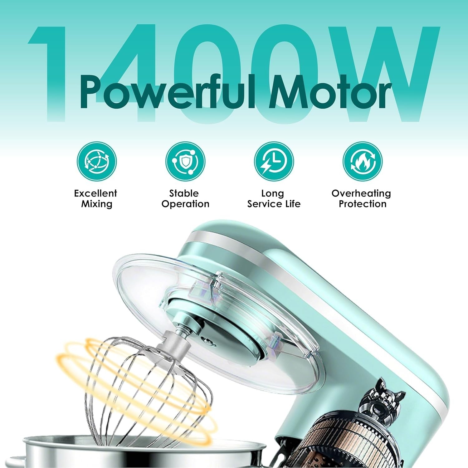 6.2L Stand Mixer 1400W Electric Dough Whisk Beater Bowl Tilt Head
