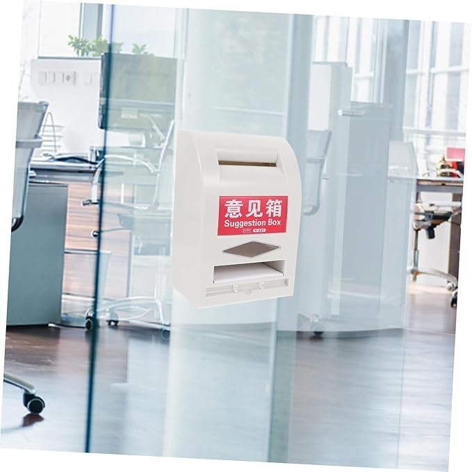 Lockable Wall Mount Mailbox White ABS Secure Suggestion Box for Home Office Use