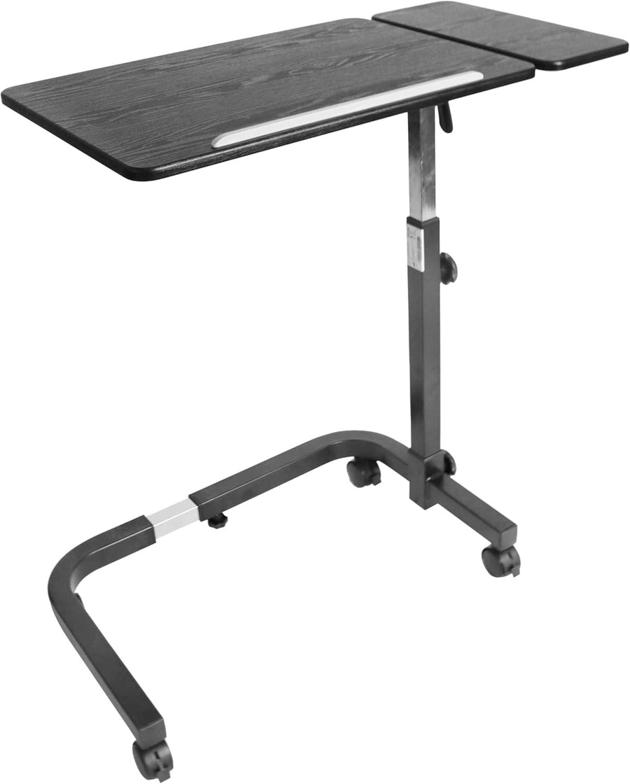 Overbed Table with Wheels Adjustable Height Tilting Laptop Desk Black
