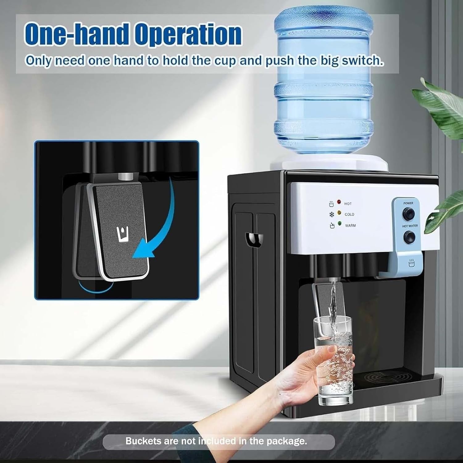 Top Loading Water Cooler Hot Cold Countertop Dispenser 3 Temperature
