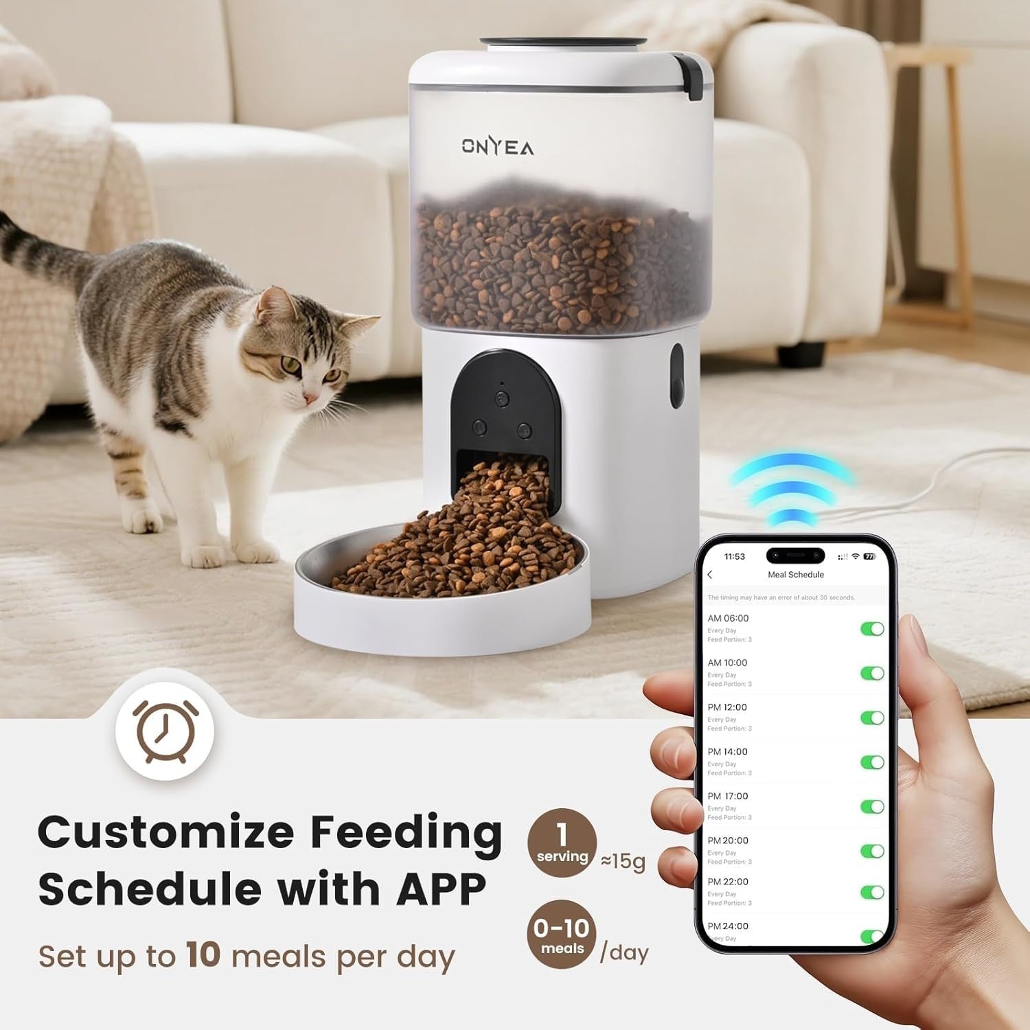 WiFi Automatic Cat Feeder Water Fountain 4.5L Food 2.5L Smart App Pet