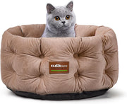 Deep Nest Cat Bed Round Plush Pet Bed High Sides Washable Non Slip