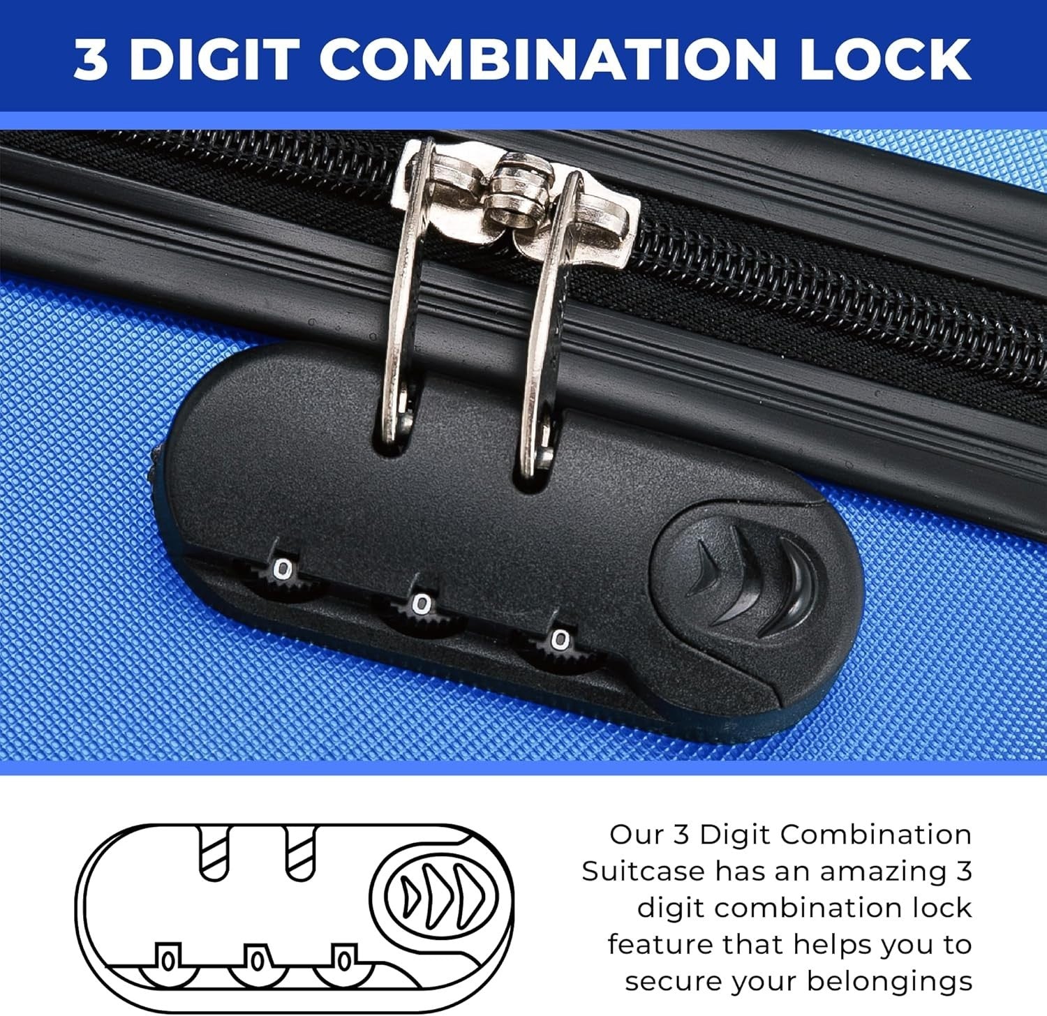 Cabin & Medium Luggage Set 2pc ABS Hard Shell 4 Wheel Spinner Travel Cases