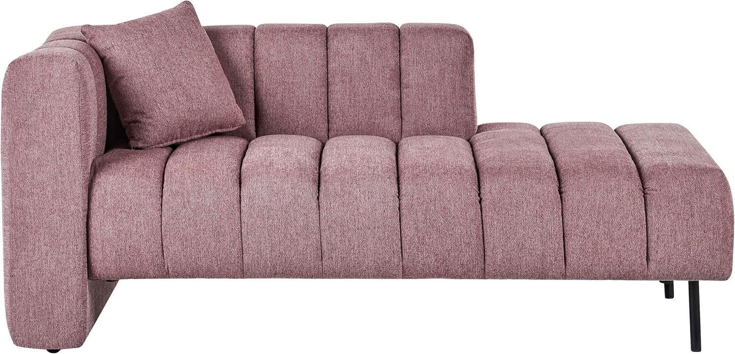 Modern Left Hand Chaise Lounge Pink Polyester Fabric Black Metal Legs Cushion