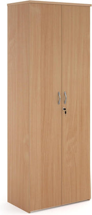 Beech Storage Cupboard 2 Door Tall Lockable Cabinet with 5 Adjustable Shelves