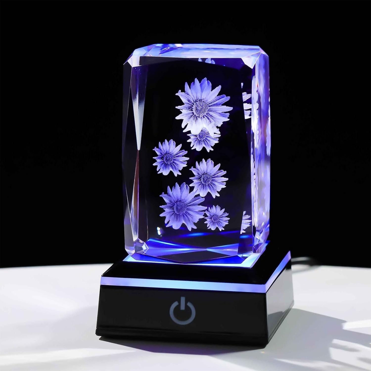 3D Crystal Sunflower LED Ornament Gift – Colour Changing Light Display Keepsake