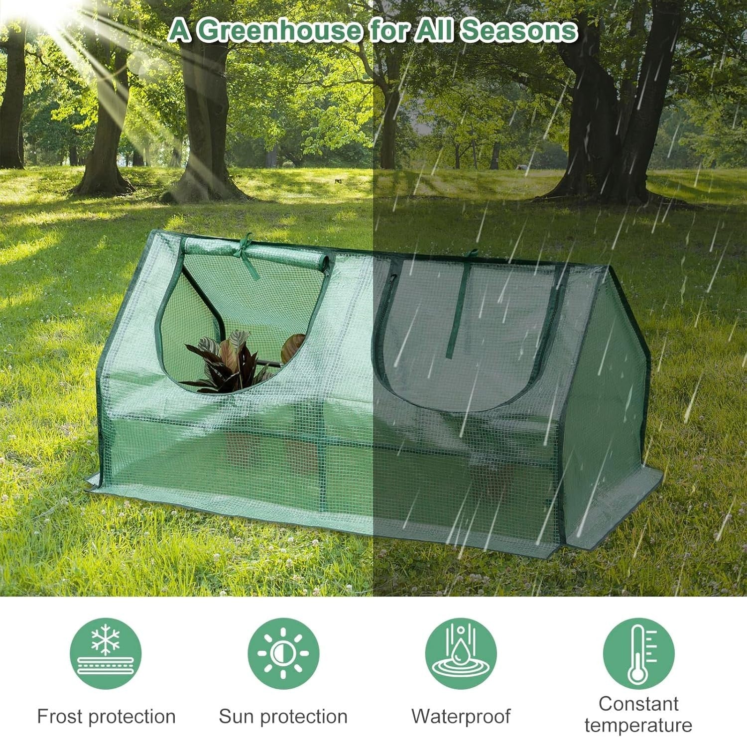Mini Garden Greenhouse 120x60x60cm with Roll-Up Windows & Reinforced PE Cover