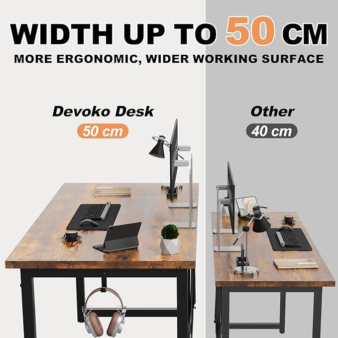 Home Office Computer Desk Industrial Style Study Table Metal Frame 140x50cm