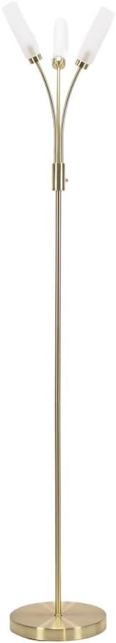 3 Arm Curved Floor Lamp Brushed Gold Modern Standing Light with Bulbs