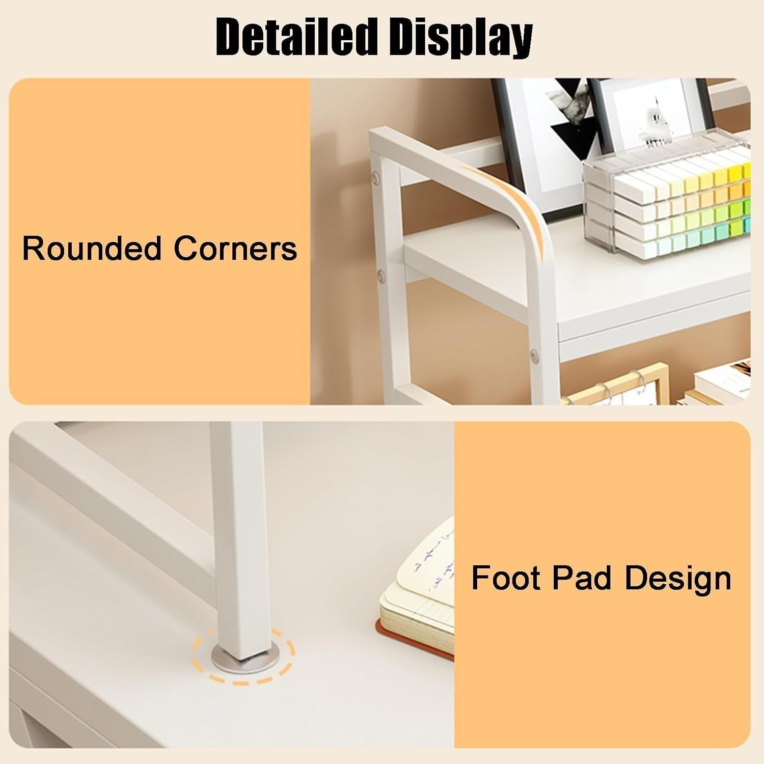 3-Tier Desktop Bookshelf Countertop Hutch Desk Organizer Storage Rack 70cm White