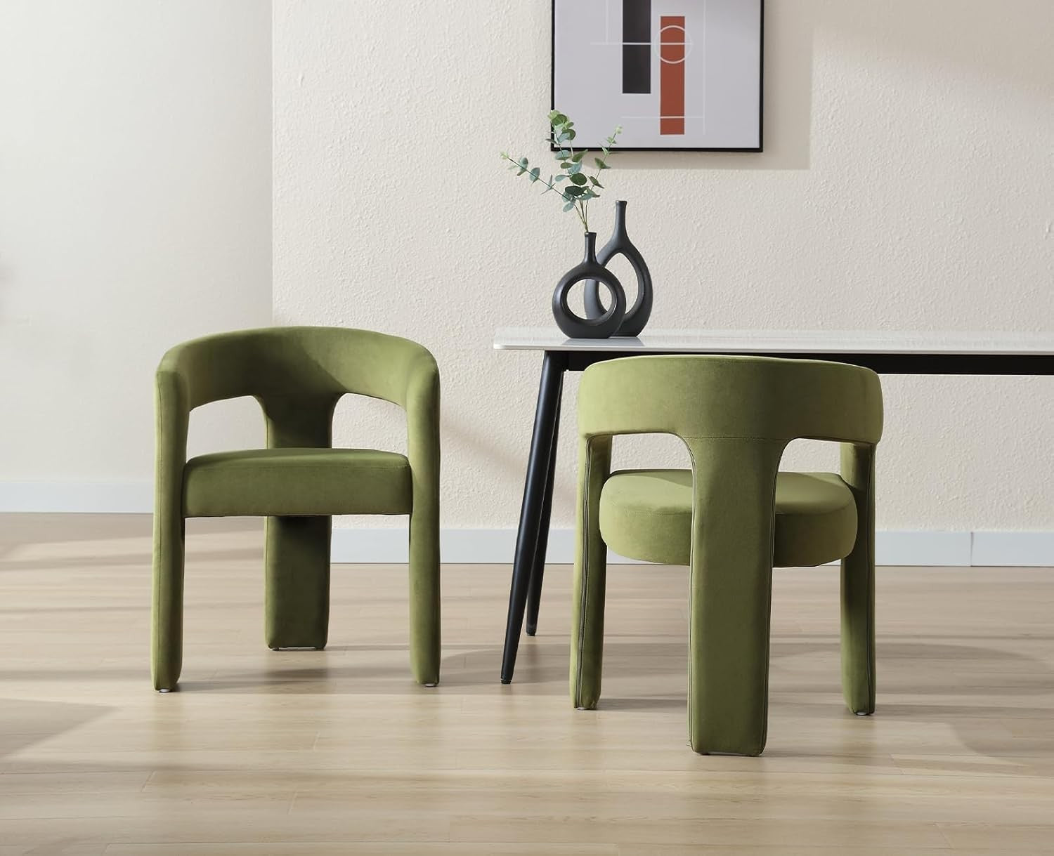 Green Velvet Accent Tub Chair Modern Armchair Vanity Seat