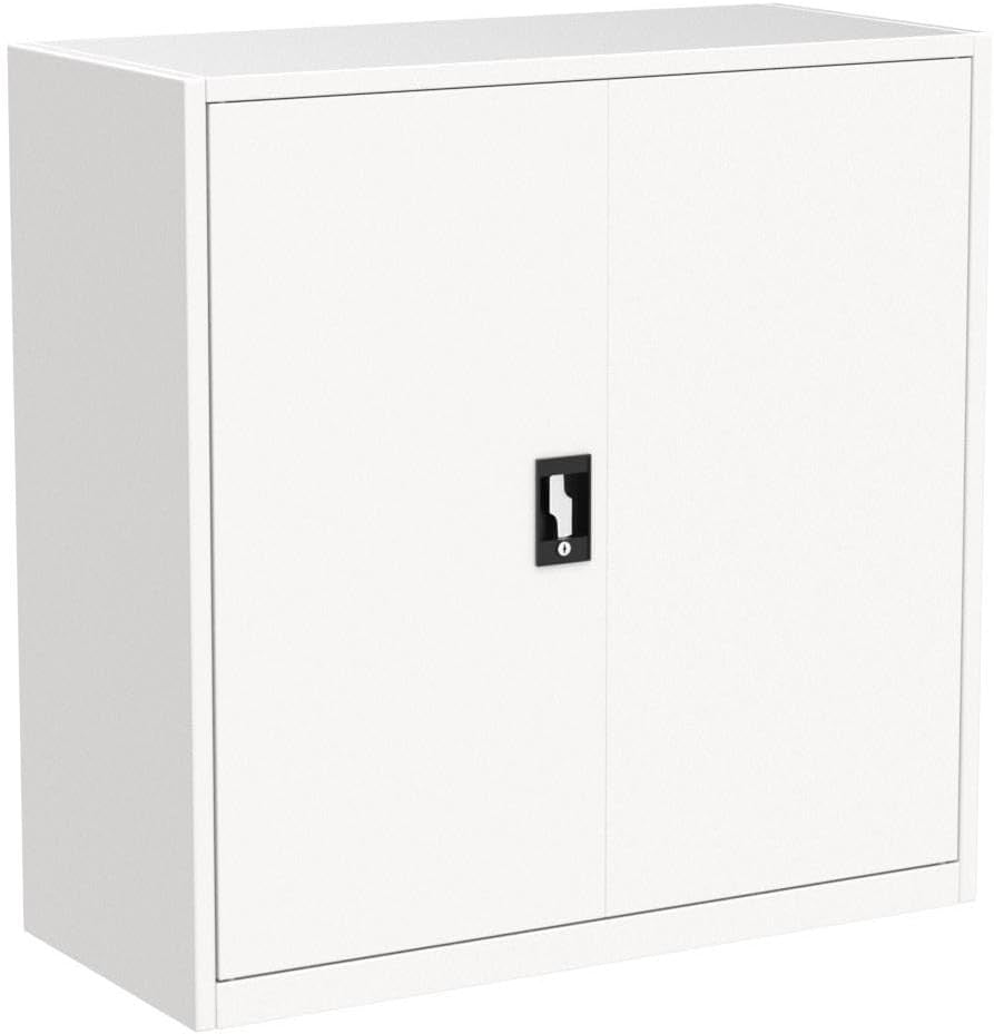 3 Tier Tall Metal Filing Cabinet Lockable Office Storage Cupboard