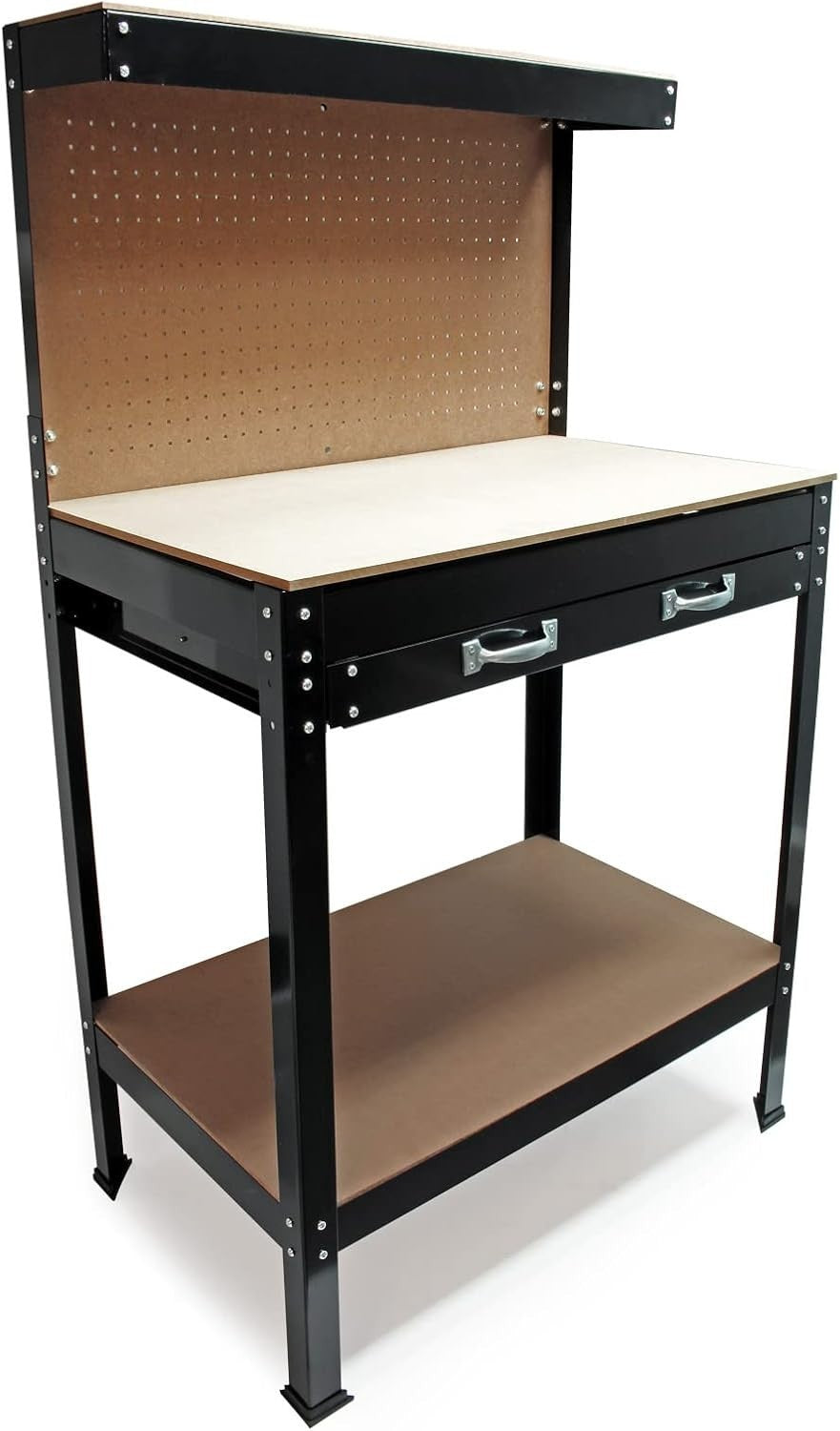 Workbench with Drawer Pegboard Shelf 800x500x1400mm Garage Tool Station